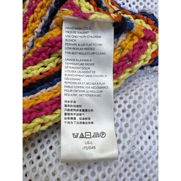 We The Free Mesh Crochet Knit Long Sleeve Top L White With Multicolor Stripes - Picture 9 of 11